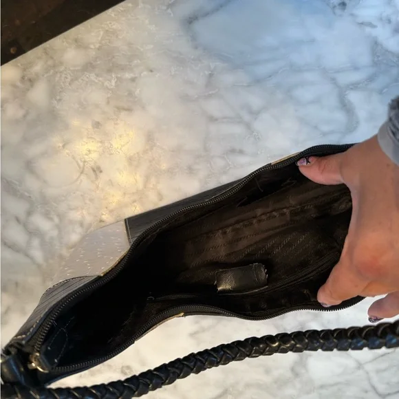 Prada Black and White Croc-Embossed Shoulder Bag - Picture 3 of 3